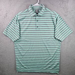 FootJoy FJ Athletic Fit Golf Polo Shirt Aqua‎ Grey Stripe Men's XL